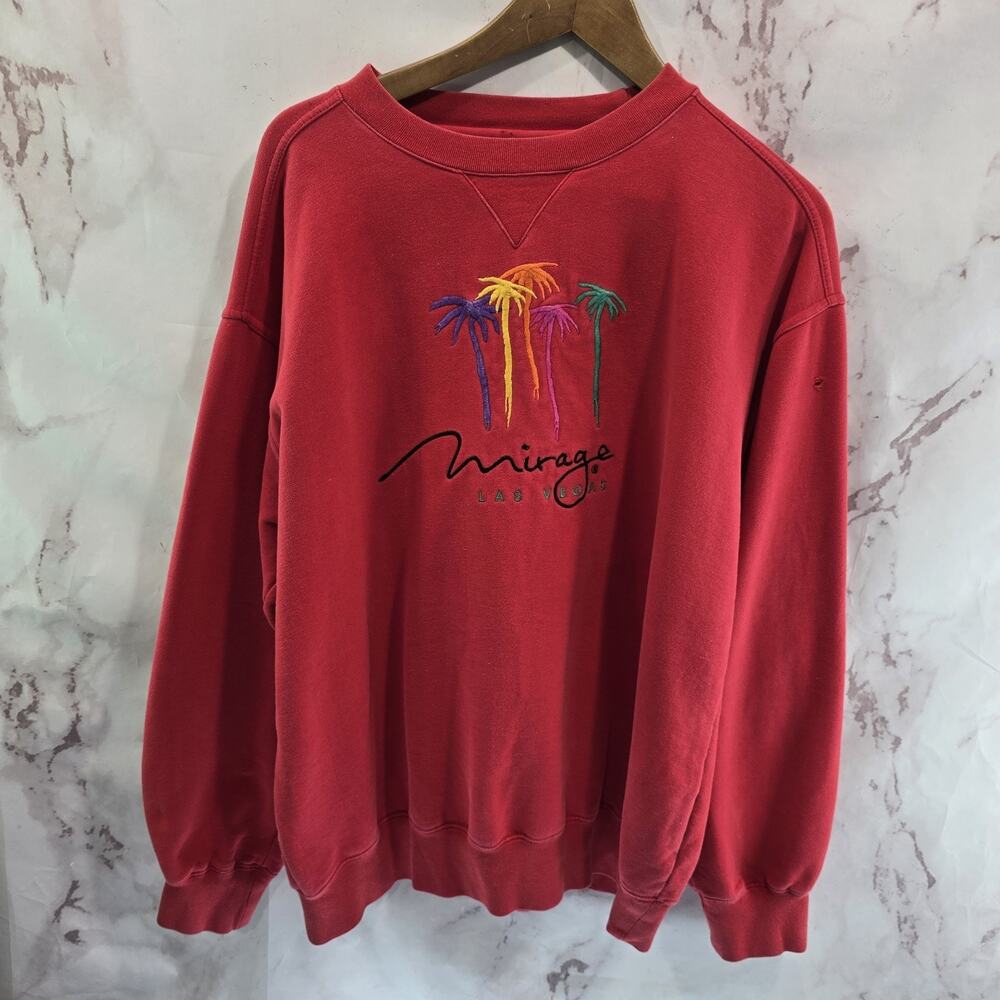 Las Vegas Sweatshirt Mens XL Red Mirage Pullover Crewneck Cotton